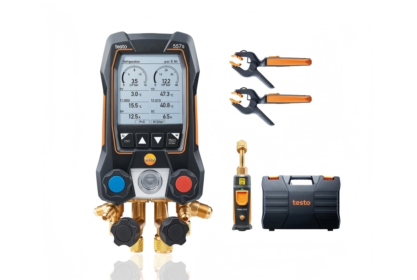 testo 557s 智能真空套装 - 智能数显冷媒表，搭配无线蓝牙钳形温度探头，真空表