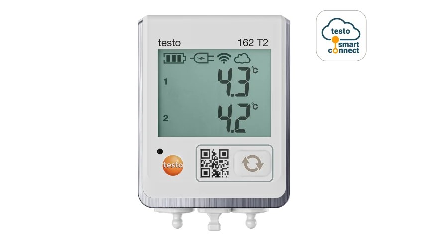 testo 162 T2 - 配备显示屏和2个NTC温度探头接口的在线数据记录仪